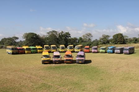 St Jude's bus fleet, minus Rotary bus and Small Red bus