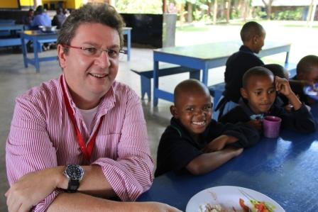 Above: My husband Donald with our sponsored student Salome