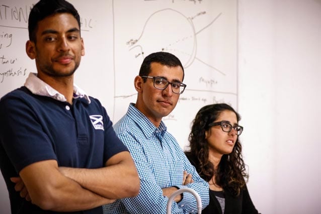 Providing insights: Pre-med student Bilal Ahmed, biomedical engineer Akram Alsamarae and Maternal and Child Health Epidemiologist Haifa Haroon spoke to our senior students.