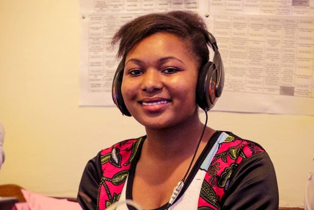 Live on air: Jacklyn has been working with professional broadcasters to help improve her skills.