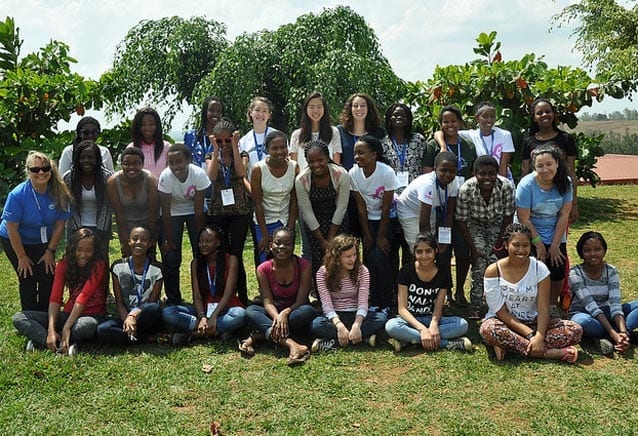 Brainy bunch: Neema (middle row, sixth from the left) was part of a team of students from around the world.