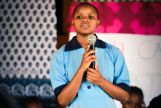 Good argument: One of our upper primary students waits for a moment to present her case.