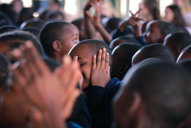 Passions flare: The students in the audience reacted to the arguments from their peers.