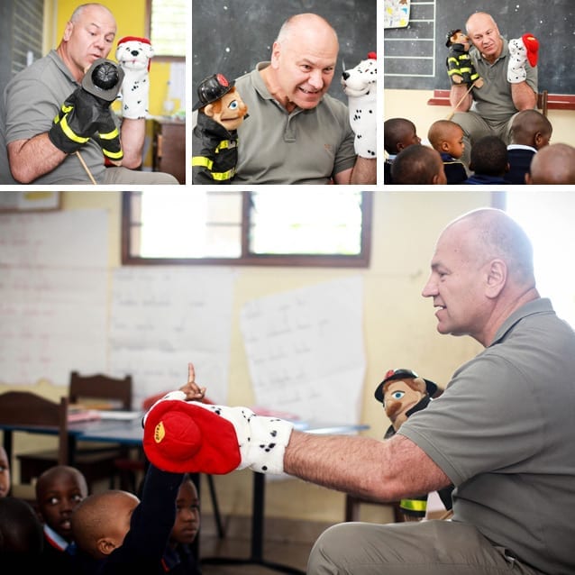 With a little help from his friends: A police sergeant in Australia, Andrew Hives appreciates helping St Jude's students as a short-term volunteer.