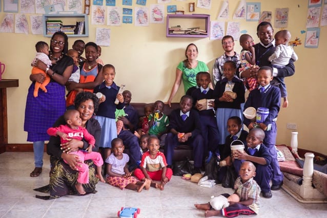 Giving season: Neema House on-site directors Matt and Kelly Erdman were happy to receive a visit from The School of St Jude.