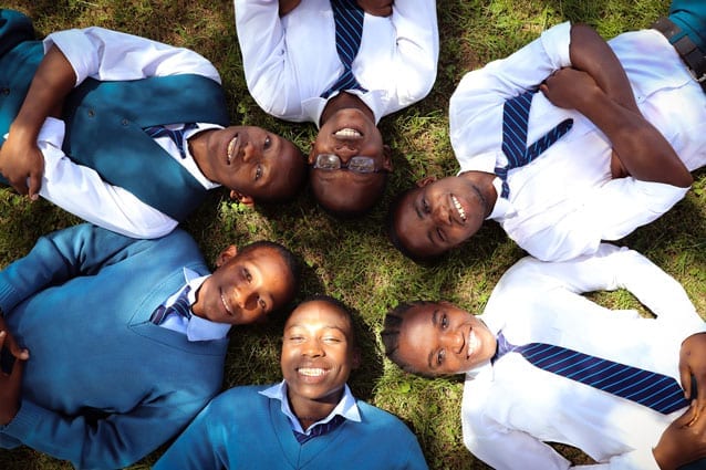 Full circle: St Jude's students (from top left) Olarip, Simon, Joachim, Julieth, Kelvin and Christian are pioneering the Rotaract and Interact clubs on campus.