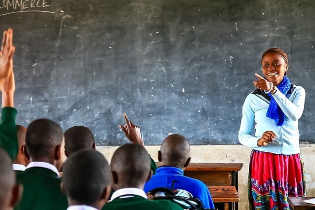 Enjoying the challenge: Blandina volunteered to help as a teaching assistant at her local government school through the Beyond St Jude's Community Service Program.