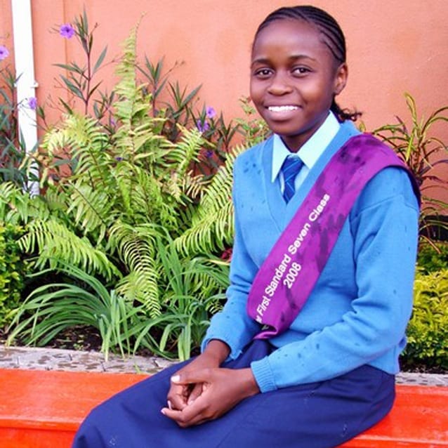 Lucky student: Blandina graduated from primary school in 2008, a major achievement in Tanzania, where less than a quarter of women have attended secondary school.