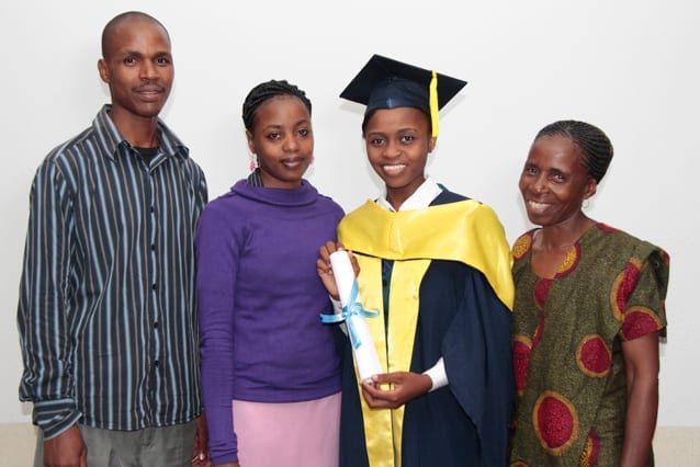 Happy family: Blandina graduated from St Jude's in 2015 and is going to use her education to help her family and her community.