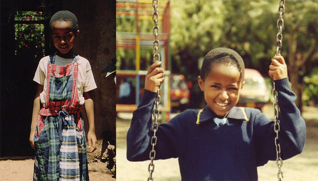 Rebel's cause: Winnie at home in 2003 and on the swings at St Jude's.