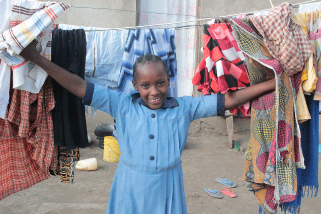 Home for the weekend: Noreen is happy being home in Sakina.