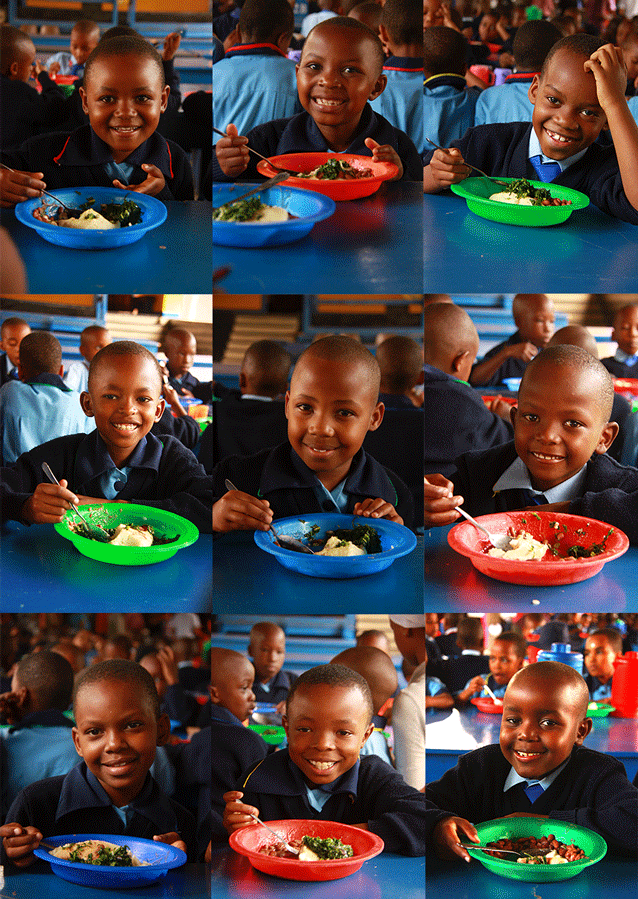 Grins for greens: Grade 1 students love their spinach!