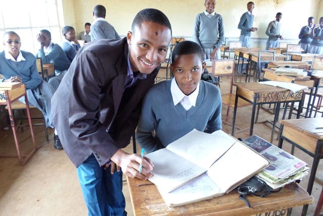 Lessons learned: Joseph shows his commitment to working hard and sharing the success an education can bring.