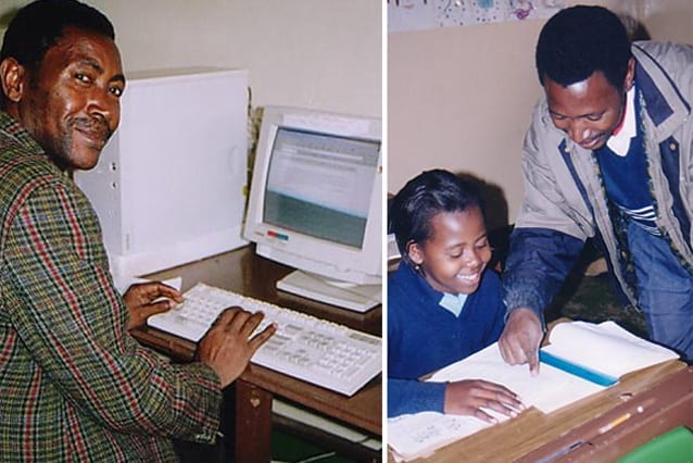 Friendly flashback: Nestory hard at work in 2005 when he first met Dr Crossley.