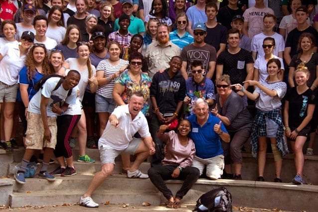 Good times: Enoch (left front), loves helping our visitors and had a ball with the Global Immersion crew.