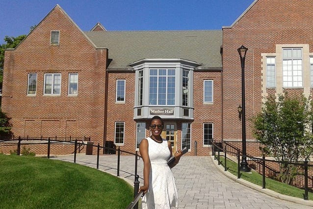 Conquering Connecticut: Vivian visiting Trinity College, one of the MasterCard Foundation partner schools.