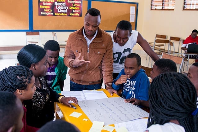 Handy Dan to have around: Daniel leading a small group discussion.