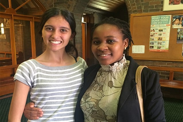 Inspirational duo: Nadia meets Dorice, one of our inaugural graduates at Rose Bay Church where she first learnt about St Jude's.