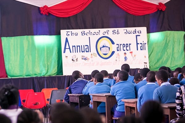 Fairly amazing: Students wait for the annual Careers Day celebrations to begin.