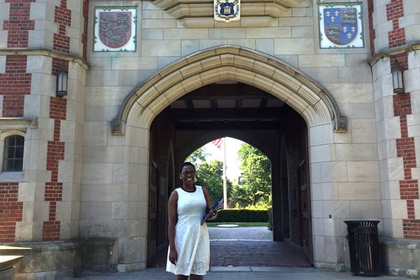 Badge of honour: Vivian at Trinity College.