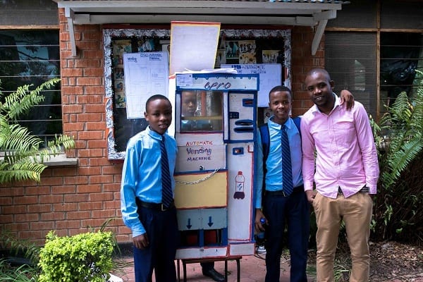 Excellent Eric: Eric showcases his vending machine at our annual careers day.