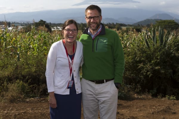 Smiles as big as the surrounding mountains: Jim and Bridget couldn't wipe the smiles of their faces after spending time with Isack and his family.