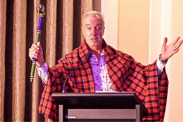 In living colour: St Jude’s supporter and Aussie personality Ian Skippen presents at the club’s 2016 fundraiser.