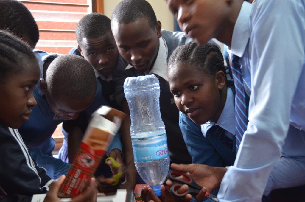 Making use of refuse: Student representatives think 'outside the box' in the creative workshop.