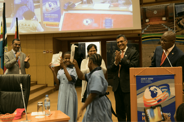 Earlyact superstars: Students Noreen and Miriam delivered an inspiring speech in front of some of the countries most respected leaders.