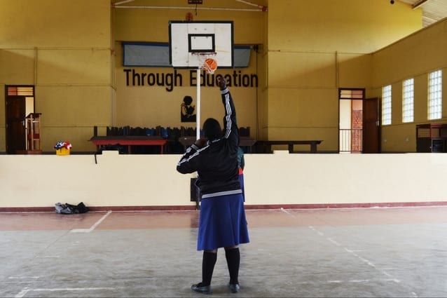 Swish: Jovina makes scoring goals look like a breeze.