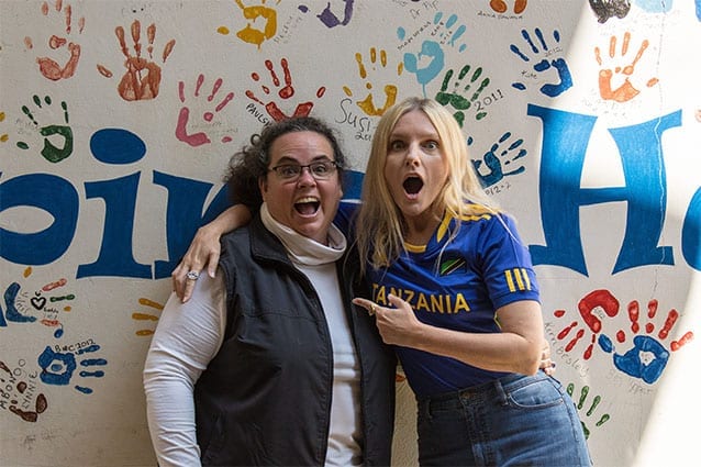 G'day mate: Gemma and Laura were so excited to finally meet at St Jude's earlier this year. 