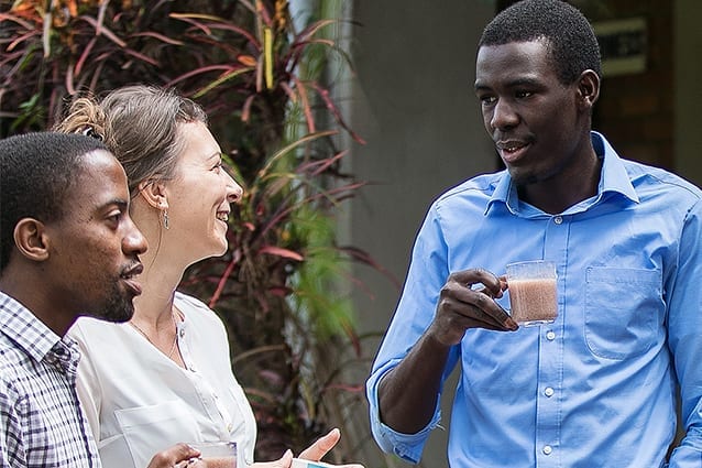 Making friends, making a difference: Staff enjoy sharing morning tea and lunch, provided by the School. 