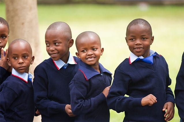 Standing smart: Students couldn't wait to greet their parents.  