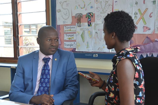 Leading the way: Miriam interviews District New Generations Chair, Francisco Ssemwanga.