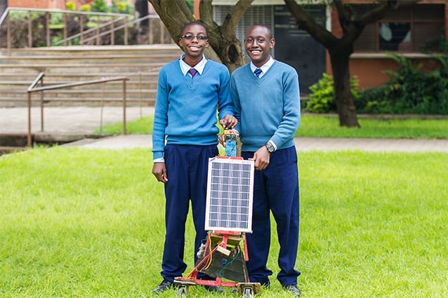 Solar, so fine: Andrew and Amir built a solar-powered land tilling machine.  