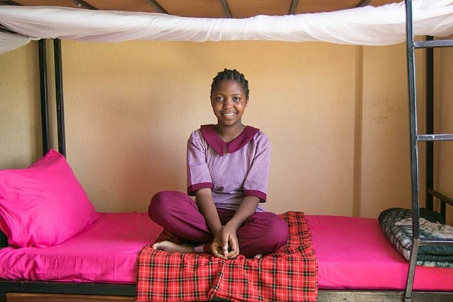 Comforts of home: Irene has a safe place to study and sleep in our well-equipped boarding house. 