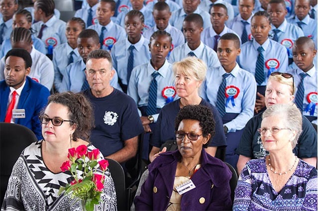 Proud as punch: Robyn was ecstatic to meet Founder, Gemma Sisia, and see Zahra graduate from Form 4.