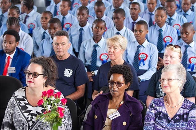 Proud as punch: Robyn was ecstatic to meet Founder, Gemma Sisia, and see Zahra graduate from Form 4. 