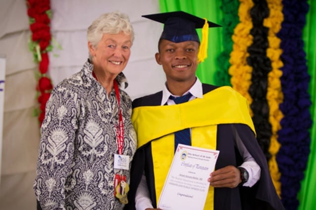 Moment to shine: Amani was so happy to be joined by his sponsors on Graduation Day 2016.  