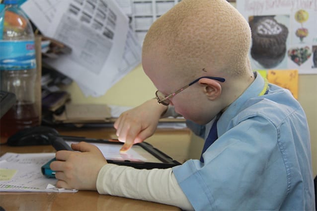 iPad, iCan: With visual and electronic aids, Sebastian's quality of learning is significantly improved.  