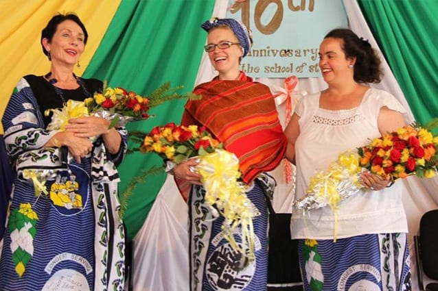 Founding trio: Kim Saville, Angela Bailey and Gemma Sisia, celebrating 10 years of St Jude's in 2012. 