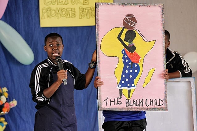 he Black Child: A profound visual art piece produced by students.