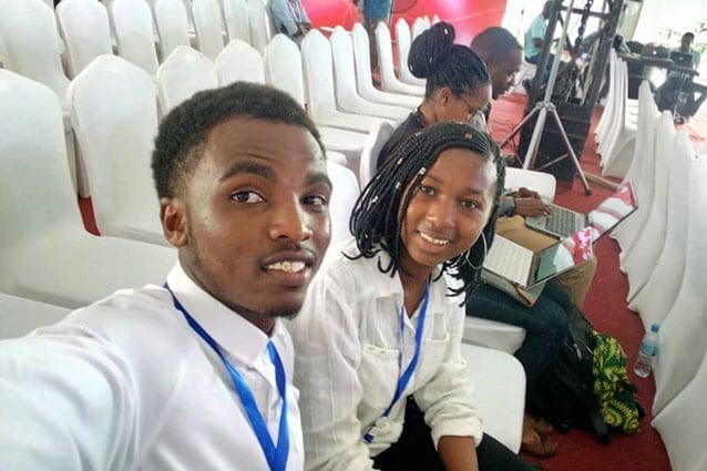 Minding their startup business: Denis and Dorcas at the Sahara Sparks and Afrilabs Gathering in Dar es Salaam.
