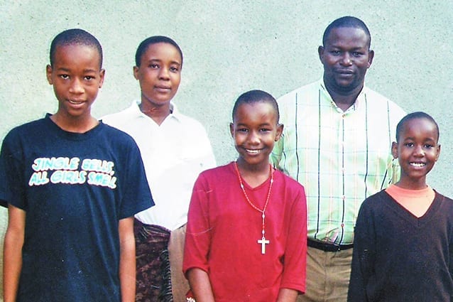 Proud parents: Lina (Middle) with her family, nearly 10 years ago. 