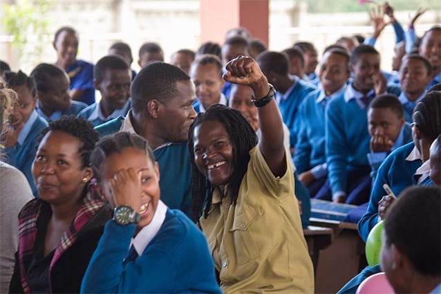 Driving change: Our first and only female bus driver, Catherine, inspires our students and joined in with celebrations. 