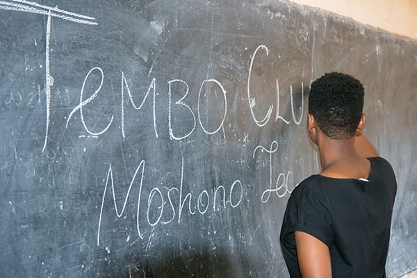 Branching out: Graduate Christina at the first Tembo Club meeting at Moshono Secondary School.