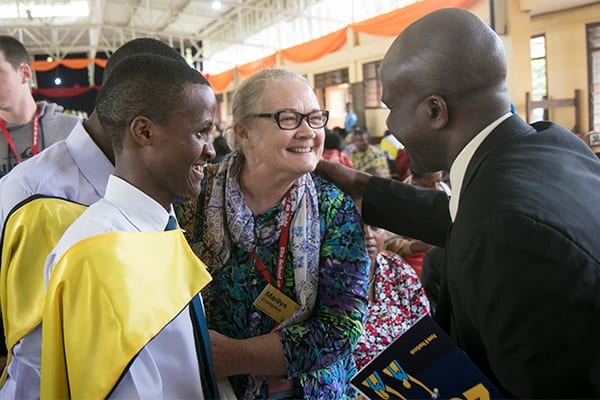 Heartwarming Afternoon: Marilyn spent time with both students' families after the Graduation Ceremony.