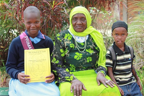 Primary Progress: Zulfa with her grandmother during her Primary years at St Jude’s.