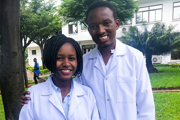 Aspiring Doctors: Hosiana and Suleman at Muhimbili University of Health and Allied Sciences.