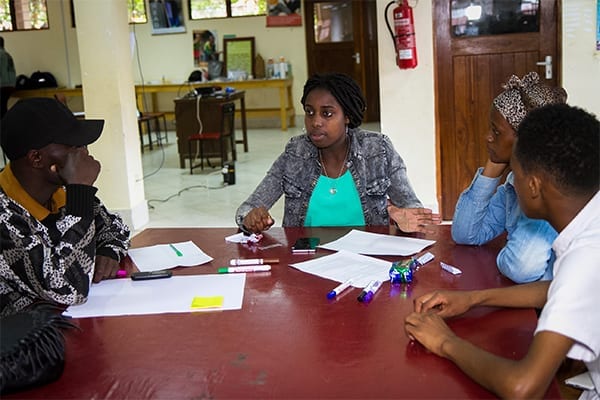 Taking the lead: Irene discussing the finer points of entrepreneurship.